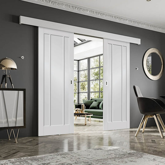 Worcester White Double Sliding Door System