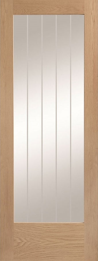 Oak Suffolk Etched Glazed Room Divider with Demi Panels