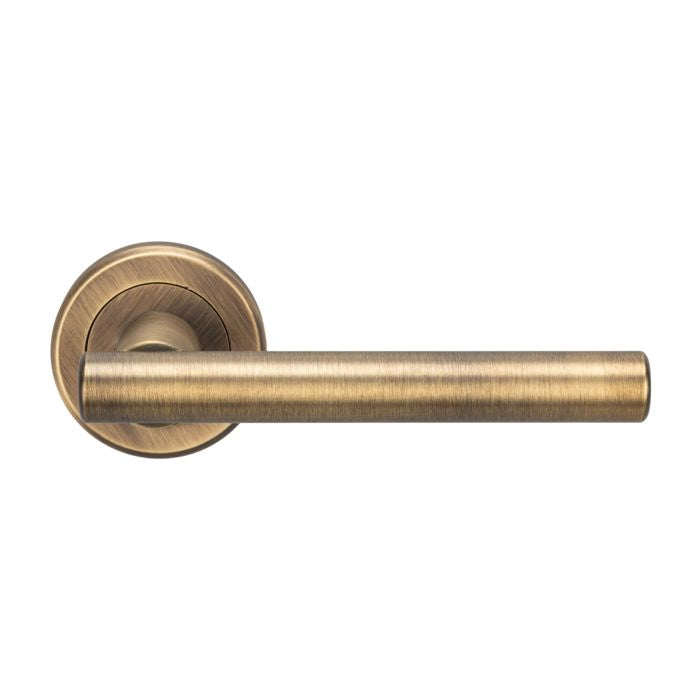 Delphia Lever on Rose Antique Brass